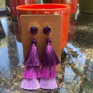 Ombre Purple Tassel Earrings